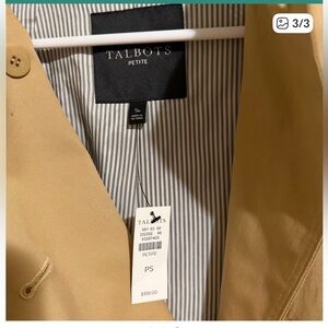 Talbots Petite Tan trench cape